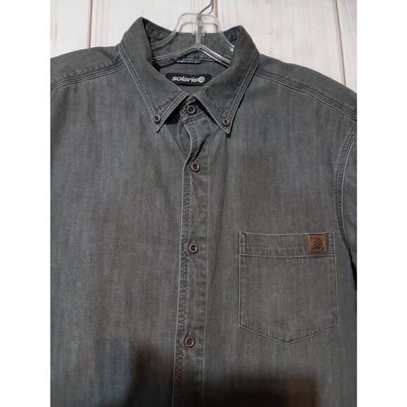 Solaris Shirt Men's Large Gray Button Front - Picture 1 of 9